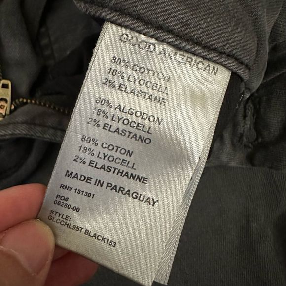 GOOD AMERICAN Good Legs Crop Chewed Hem Jeans in Black - Picture 10 of 12